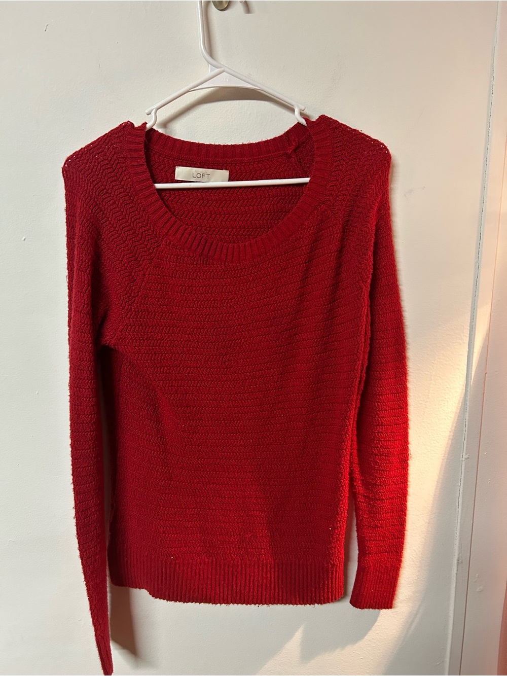 LOFT Red Textured Scoop Neck Sweater M- NO TAG